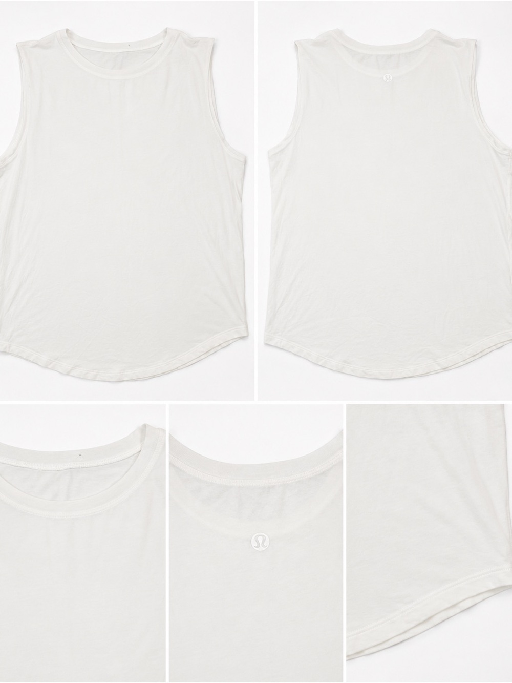 Lululemon White Muscle Tank Sleeveless Curved Hem Women’s